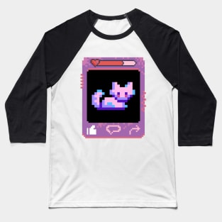 A Pixel Art of a Cat Baseball T-Shirt